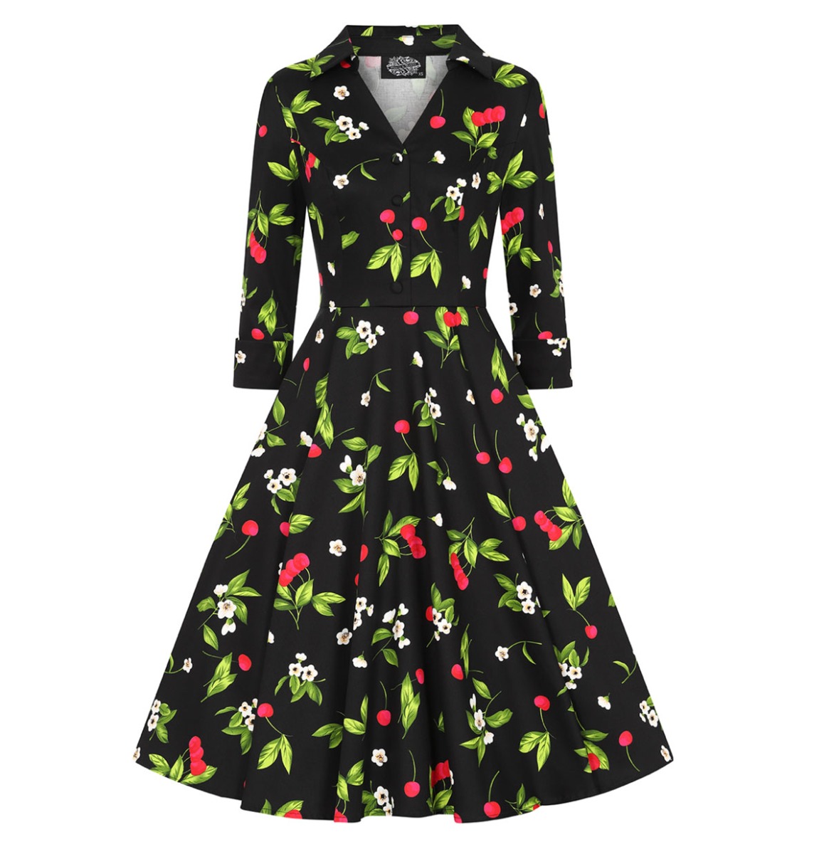 Hearts & Roses Natasha Cherry Swing Dress Black-XXXXL | Hearts and Roses
