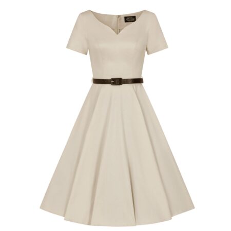 Hearts & Roses Odette Swing Dress Cream-XL | Fiftiesstore