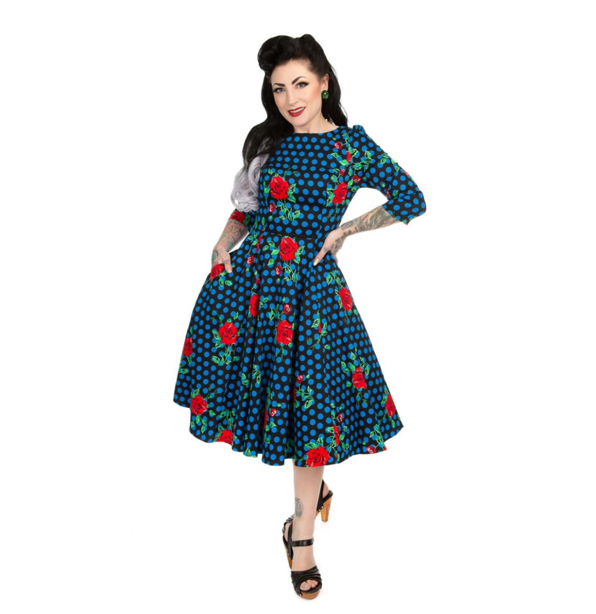 Hearts & Roses Olivia Rose Polka Dot Swing Dress -XS | 21% korting | Hearts and Roses