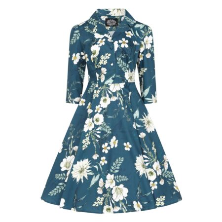Hearts & Roses Petal Floral Swing Dress Blue-XS | 20% korting | Hearts and Roses