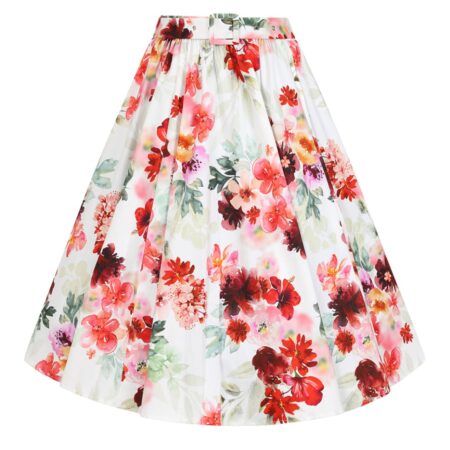Hearts & Roses Pippa Floral Swing Skirt White -XXL | Fiftiesstore