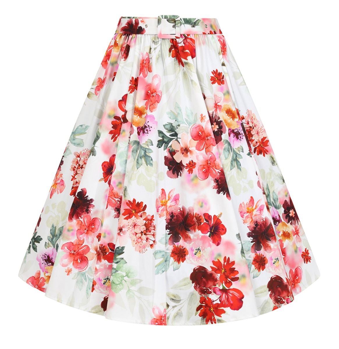 Hearts & Roses Pippa Floral Swing Skirt White -XXL | Fiftiesstore