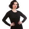 Hearts & Roses Plain Round Neckline Cardigan Black-XL | Hearts and Roses