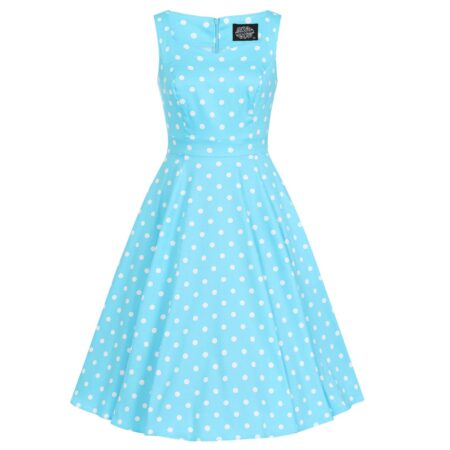 Hearts & Roses Ruth Polka Dot Swing Dress Blue-XL | Hearts and Roses