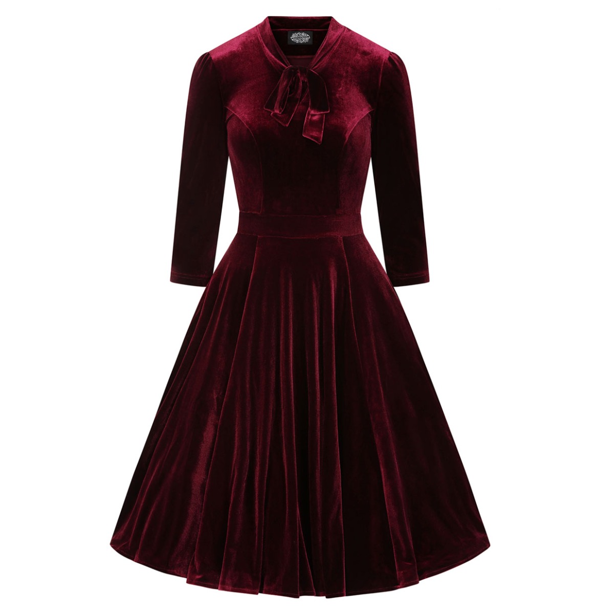 Hearts & Roses Sylvie Velvet Swing Dress Burgundy-L | Hearts and Roses