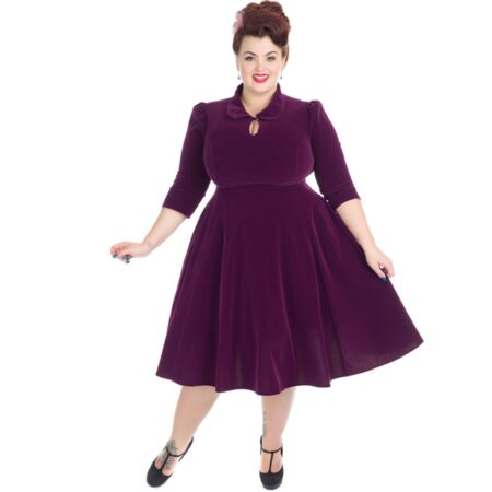 Hearts & Roses Velvet Tea Dress Dark Purple-XXXXL | 27% korting | Hearts and Roses