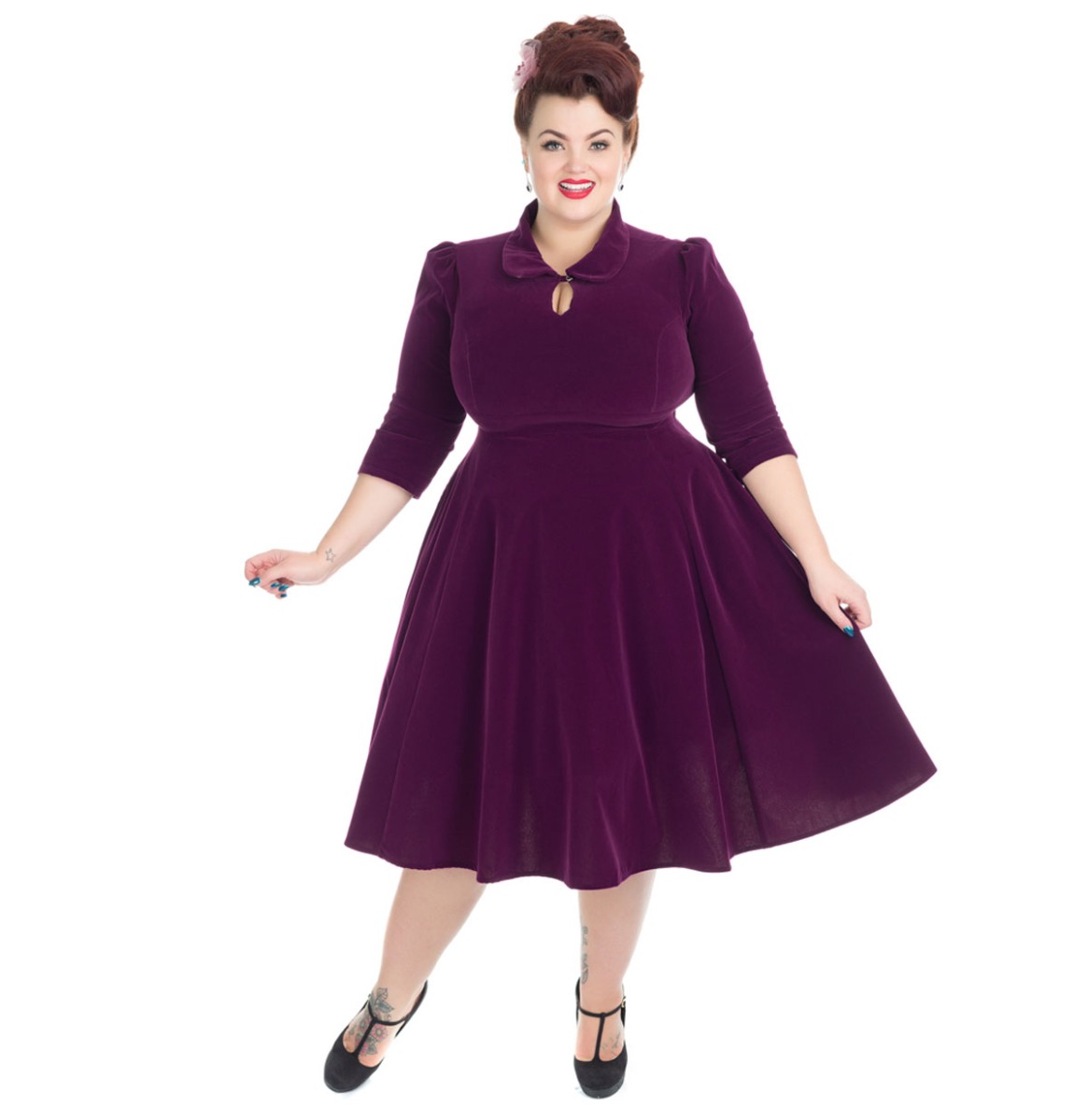 Hearts & Roses Velvet Tea Dress Dark Purple-XXXXL | 27% korting | Hearts and Roses