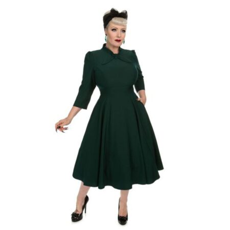 Hearts & Roses Victoria Swing Dress Petrol Green-S | 27% korting | Fiftiesstore