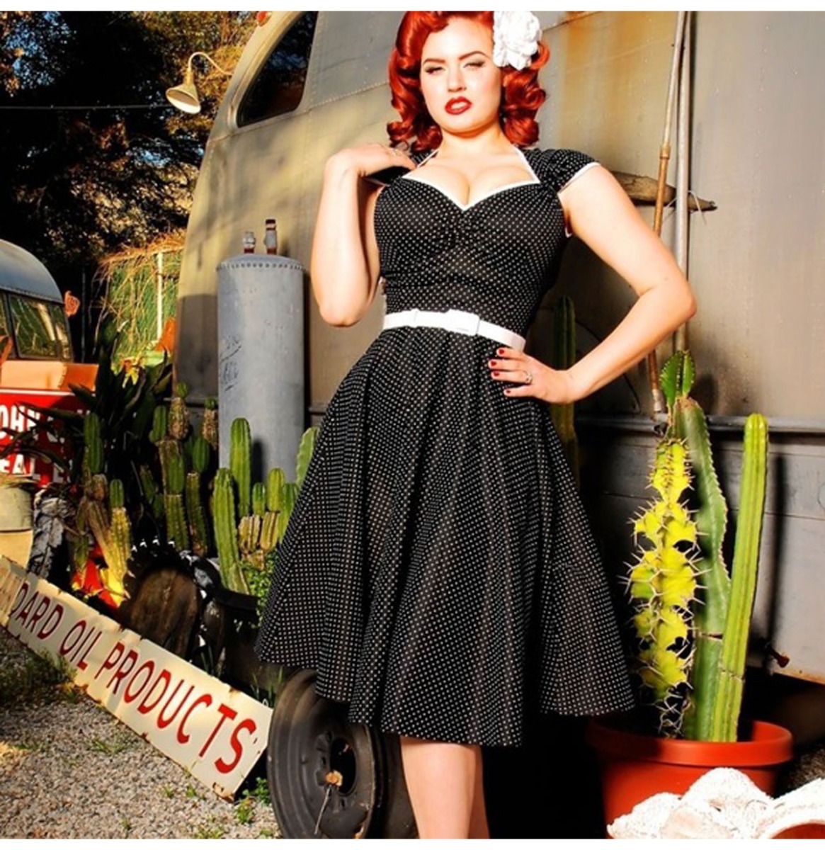 Heidi Dress Black/White Dots-XS | 41% korting | Pinup Couture