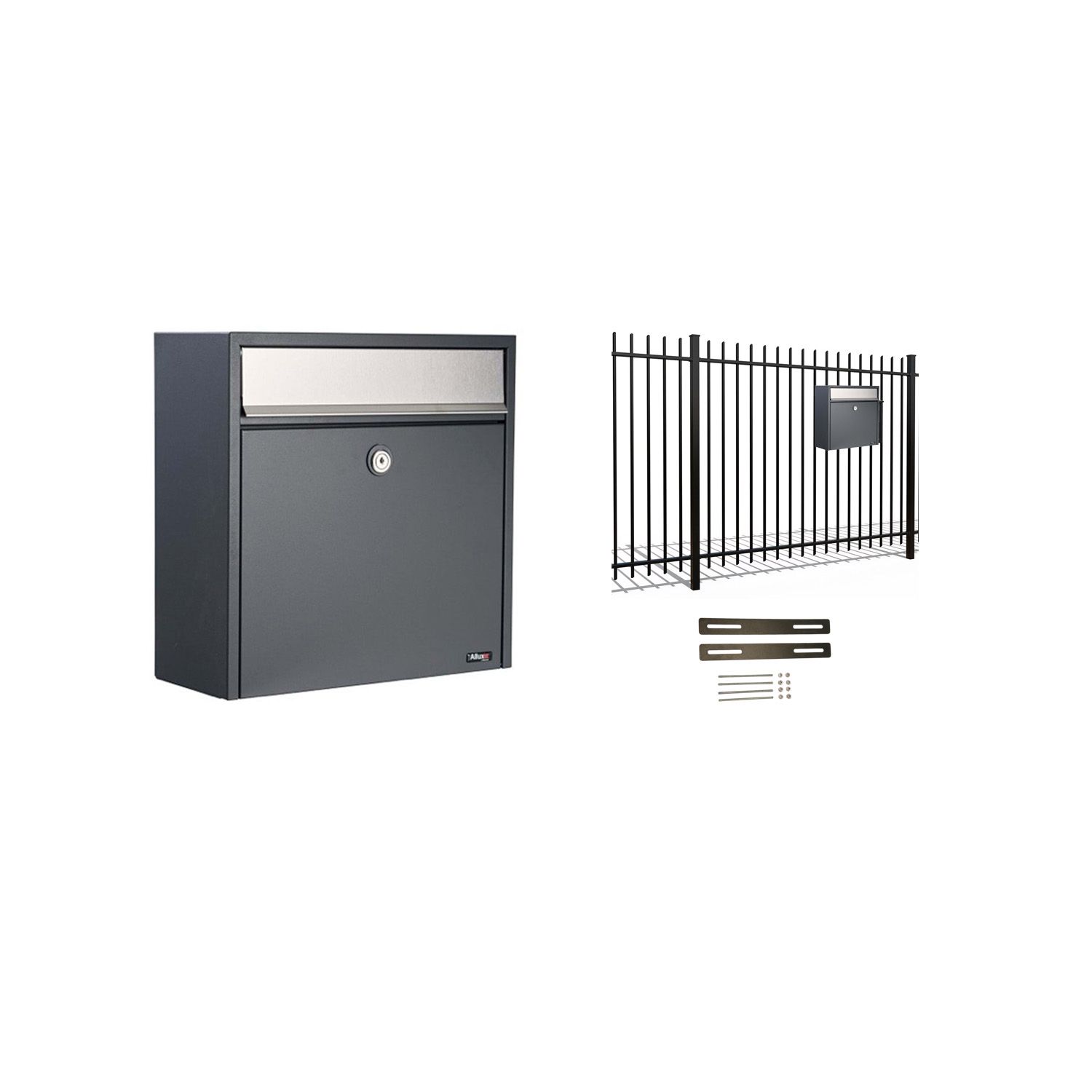 Hekbrievenbus Allux 2500 - antraciet met RVS klep | Allux