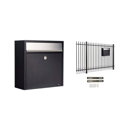 Hekbrievenbus Allux 2500 - zwart met RVS klep | Allux
