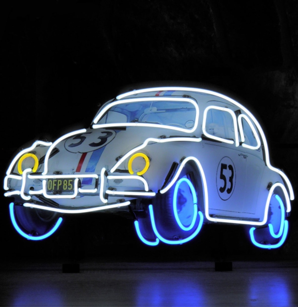 Herbie The Love Bug Neon Verlichting 75 x 45 cm - Wit
