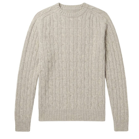 Herentrui All over cable crew Neck Vellum | Harley of Schotland