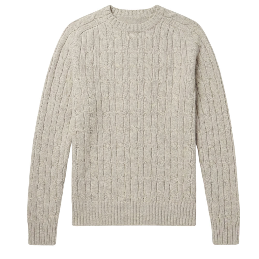 Herentrui All over cable crew Neck Vellum | Harley of Schotland