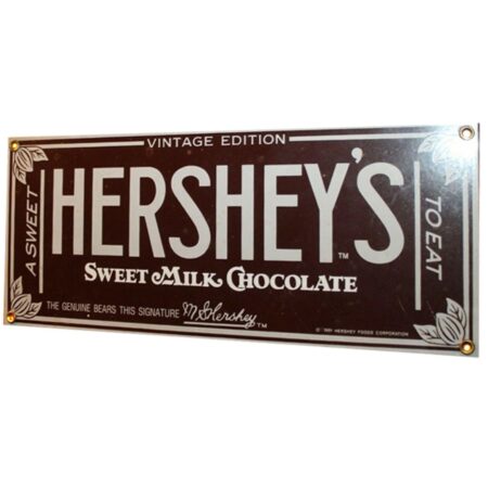 Hershey's Sweet Milk Chocolate Emaille Bord - 32 x 13 cm - Ande Rooney - 1991 | Fiftiesstore