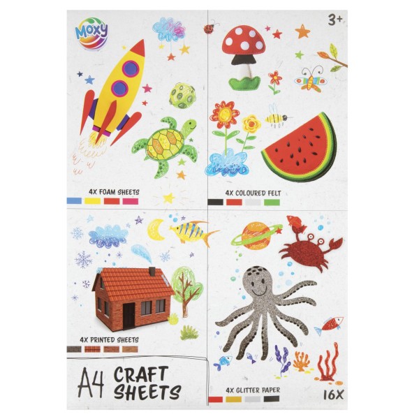 Hobbysheets A4 16 Stuks Vilt/foam/glitter |