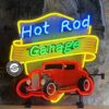 Hot Rod Garage Neon Verlichting 65 x 65 cm - Geel