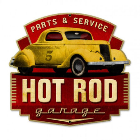 Hot Rod Garage Parts and Service Zwaar Metalen Bord | 20% korting | Fiftiesstore