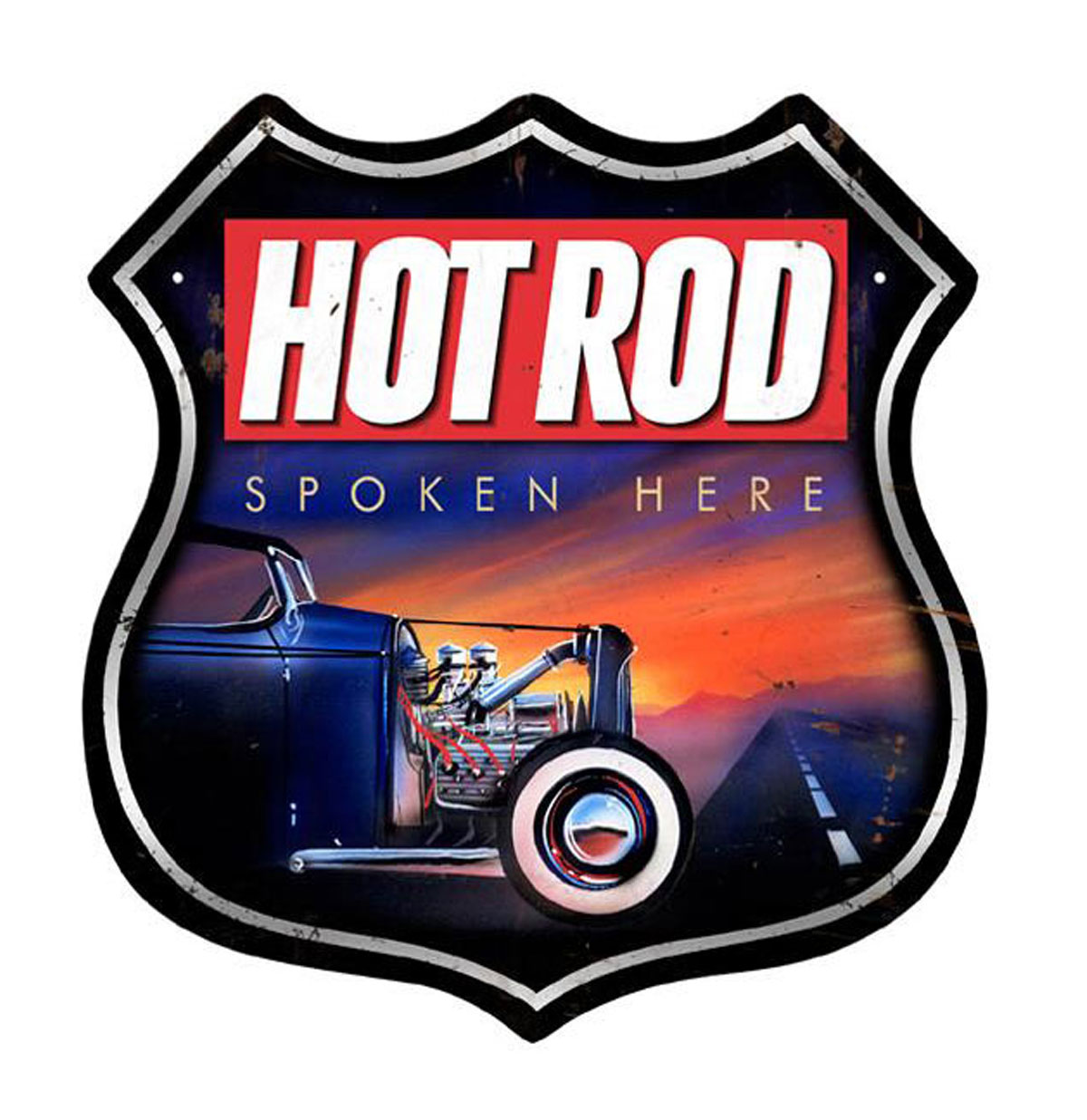 Hot Rod Spoken Here Zwaar Metalen Bord | Fiftiesstore