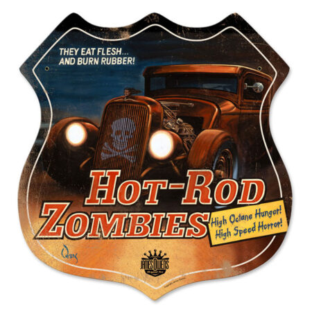 Hot-Rod Zombies Zwaar Metalen Bord | Fiftiesstore