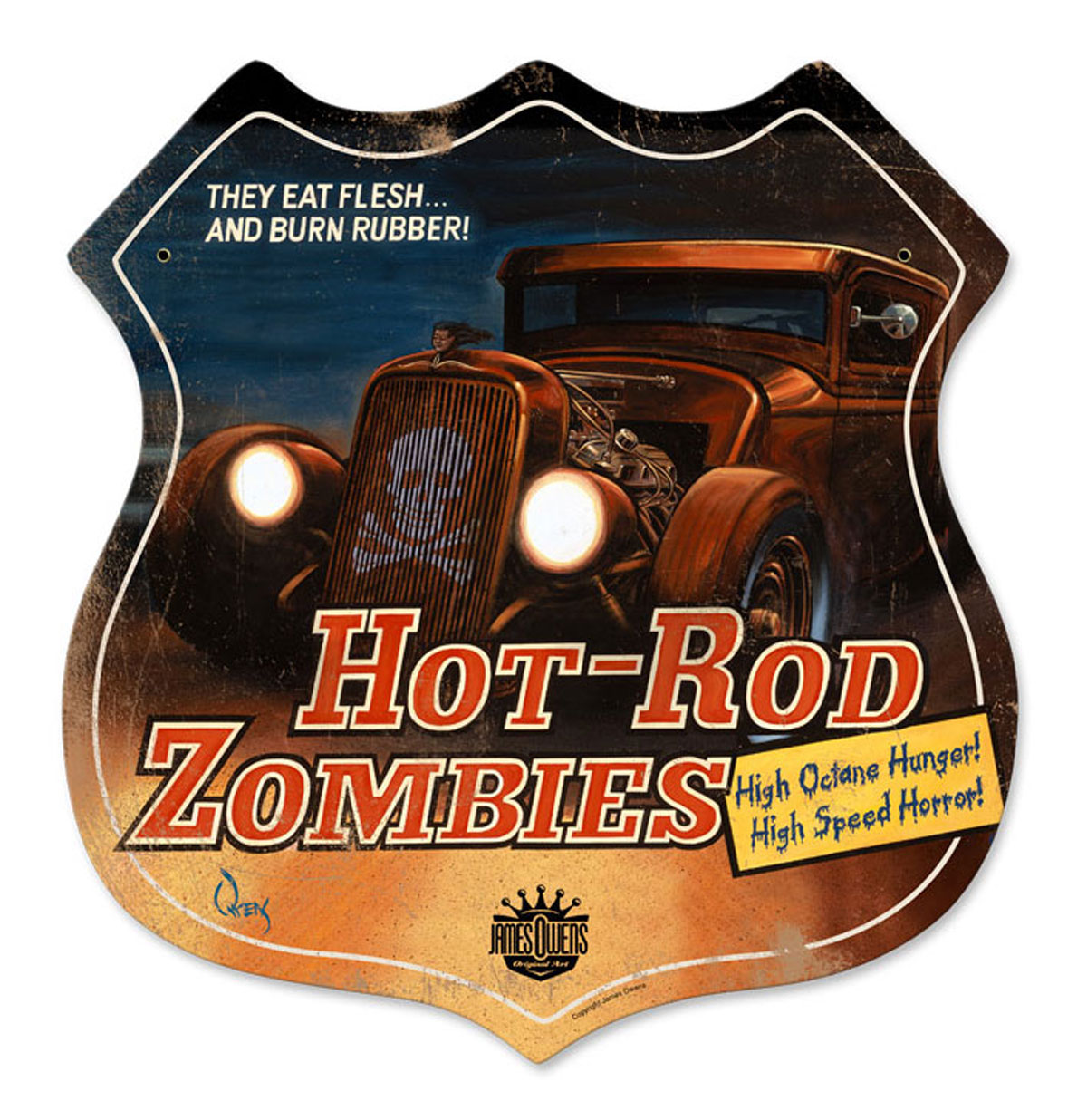 Hot-Rod Zombies Zwaar Metalen Bord | Fiftiesstore