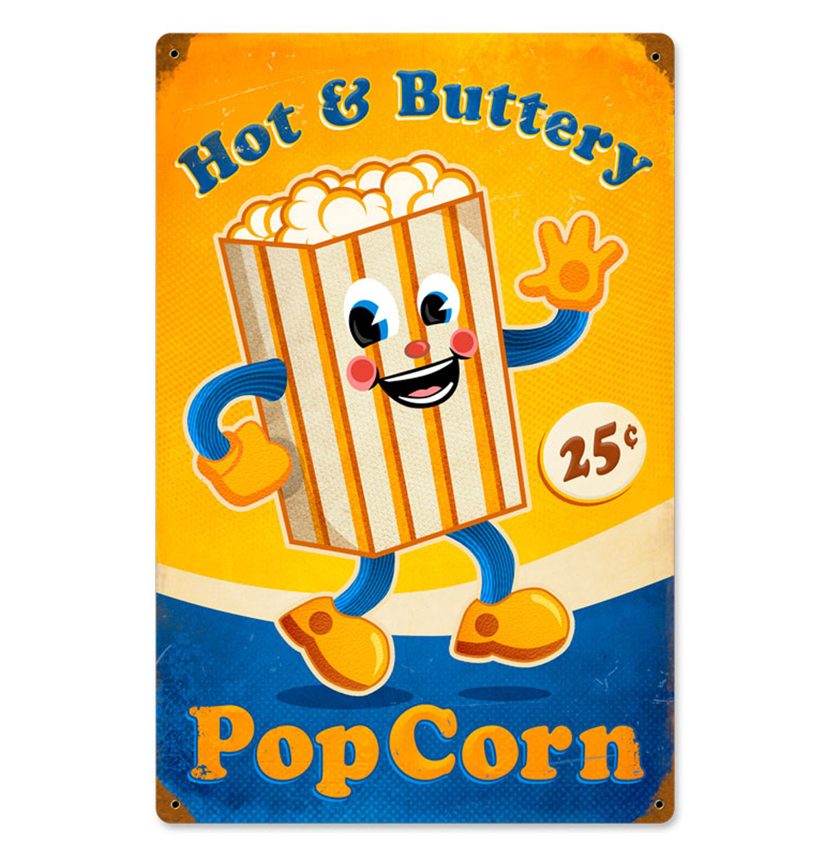 Hot and Buttery Popcorn Zwaar Metalen Bord | Fiftiesstore