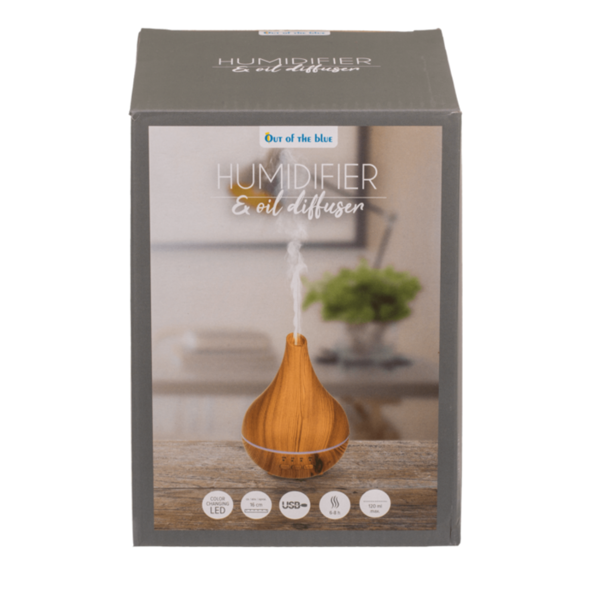 Houten Diffuser - Luchtbevochtiger - 120ml met LED - USB oplaadbaar | Out of the Blue