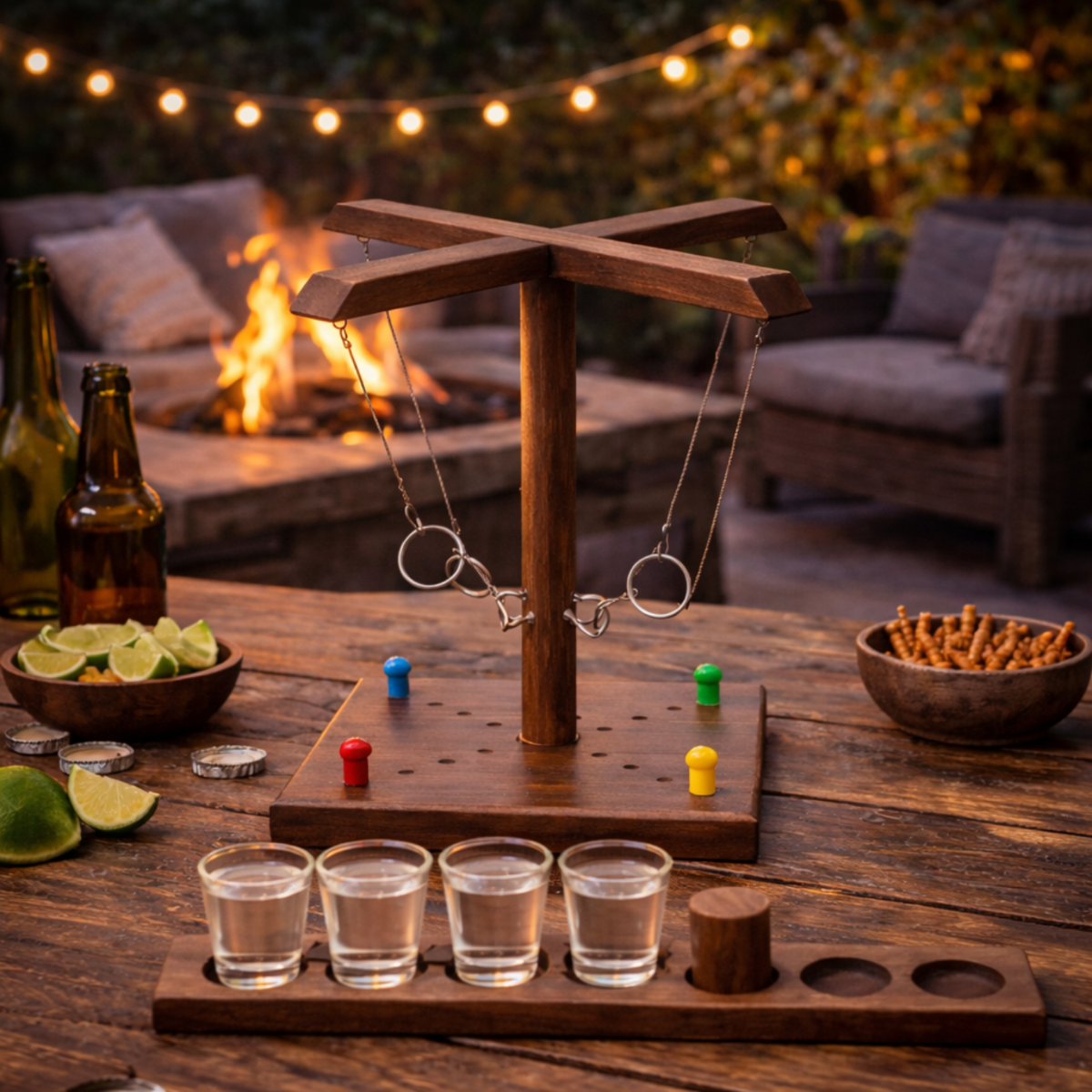 Houten Ring Toss Drinking Game - 32