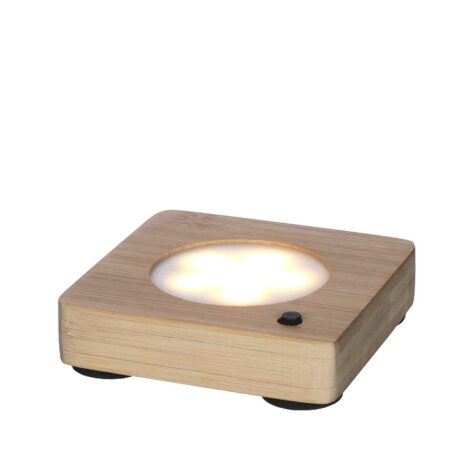 Houten plateau met led oplaadbaar 9x9 cm | Ideas 4 Seasons