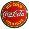 Ice Cold Coca-Cola Sold Here Emaille Bord - 29 cm ø | Coca-Cola