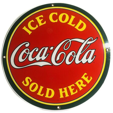 Ice Cold Coca-Cola Sold Here Emaille Bord - 29 cm ø | Coca-Cola