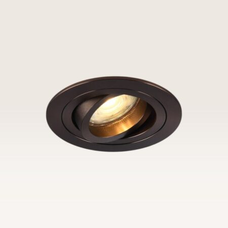 Inbouwspot Ovaro bronzo scuro - Diameter 92mm - Plat - GU10-fitting - IP20 voor binnen - Brons - Met doorlusbedrading | LUSENZ