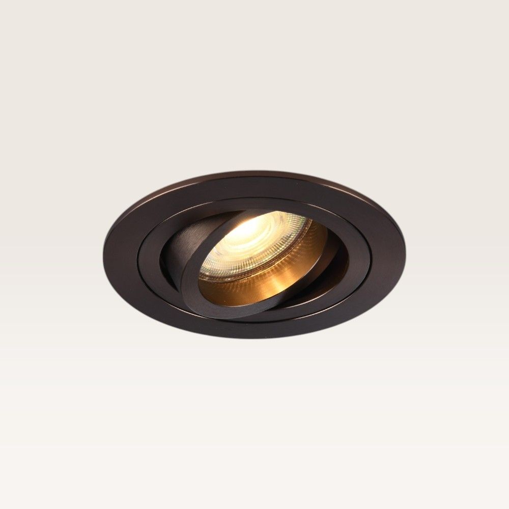 Inbouwspot Ovaro bronzo scuro - Diameter 92mm - Plat - GU10-fitting - IP20 voor binnen - Brons - Met doorlusbedrading | LUSENZ