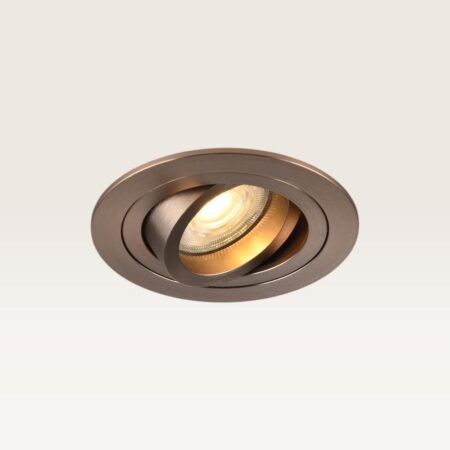 Inbouwspot Ovaro caramello - Diameter 92mm - Plat - GU10-fitting - IP20 voor binnen - Bruin - Met doorlusbedrading | LUSENZ