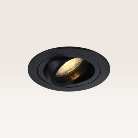Inbouwspot Ovaro notte nera - Diameter 92mm - Plat - GU10-fitting - IP20 voor binnen - Zwart - Met doorlusbedrading | LUSENZ