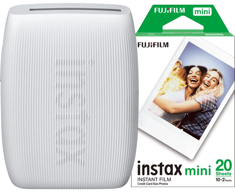 Instax Mini Link 3 Clay White + Fujifilm Instax Mini Colorfilm Glossy (20 stuks)