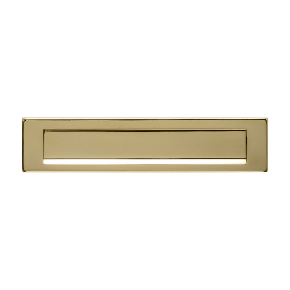 Intersteel Briefplaat 340x75mm met klep/regenrand - PVD messing kleur | Intersteel
