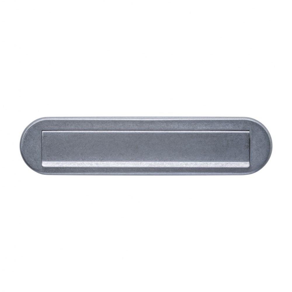 Intersteel Briefplaat ovaal 340x80mm met klep/regenrand - PVD RVS getrommeld | Intersteel