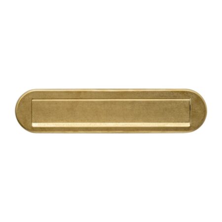 Intersteel Briefplaat ovaal 340x80mm met klep/regenrand - PVD messing getrommeld | Intersteel
