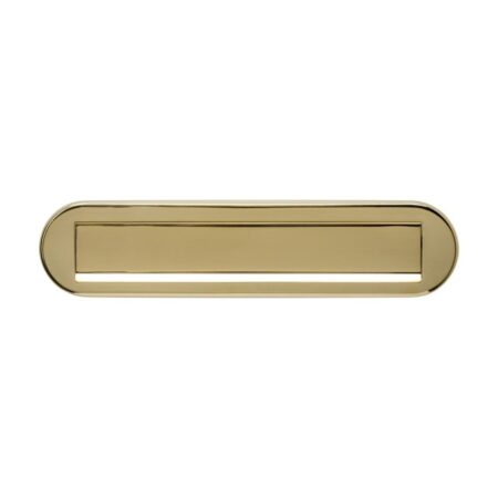 Intersteel Briefplaat ovaal 340x80mm met klep/regenrand - PVD messing kleur | Intersteel