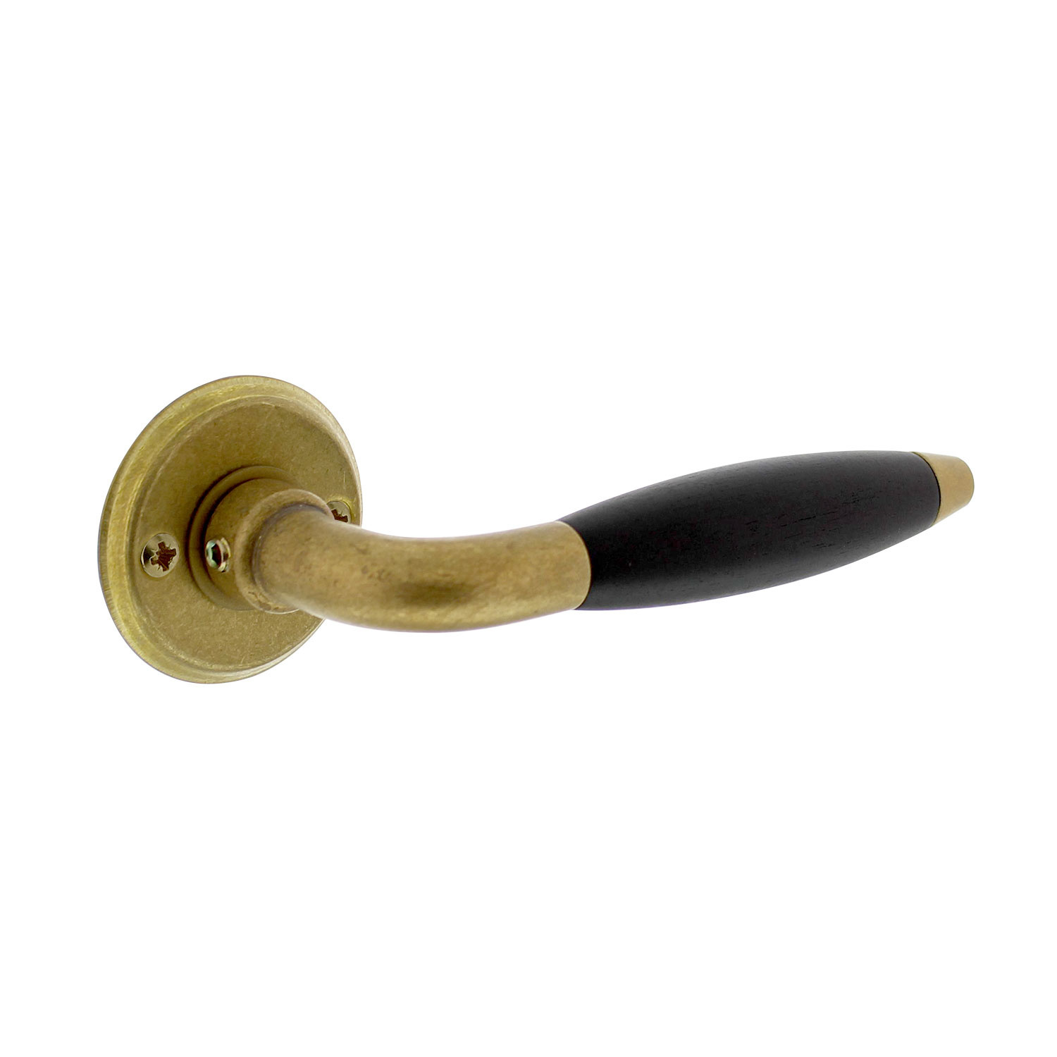 Intersteel Deurklink Antonnet met rozet schroefgat messing getrommeld/ebbenhout | Intersteel