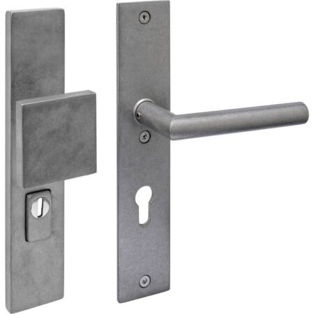 Intersteel SKG3 veiligheidsbeslag rechthoekig greep/klink Luzern met kerntrekbeveiliging rvs getrommeld PC 72mm | Intersteel