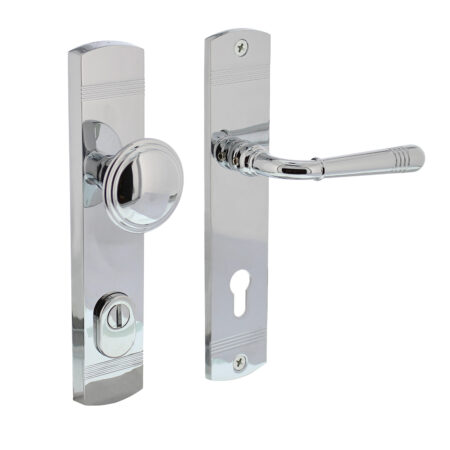 Intersteel Voordeurbeslag Helena op schild 92mm verchroomd met kerntrekbeveiliging | Intersteel