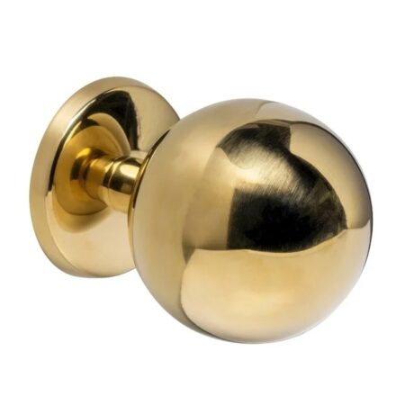 Intersteel Voordeurknop Bol ø75mm op achterplaat éénzijdige montage PVD messing kleur | Intersteel