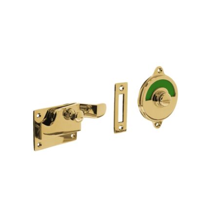 Intersteel WC slot met hendel met bocht rood-groen messing ongelakt | Intersteel