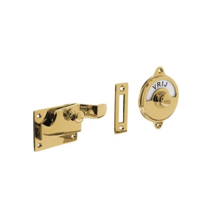 Intersteel WC slot met hendel met bocht vrij-bezet messing ongelakt | Intersteel