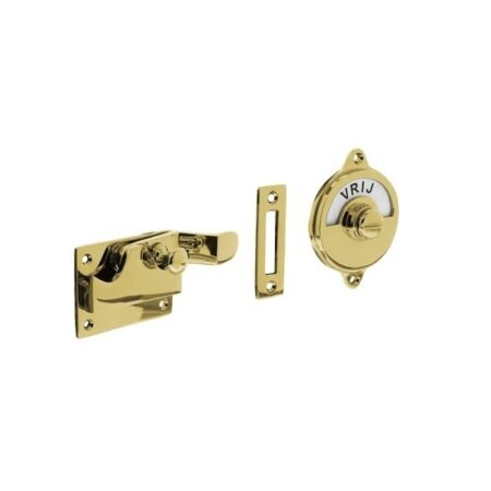 Intersteel Wc-slot met bocht vrij/bezet messing gelakt | Intersteel