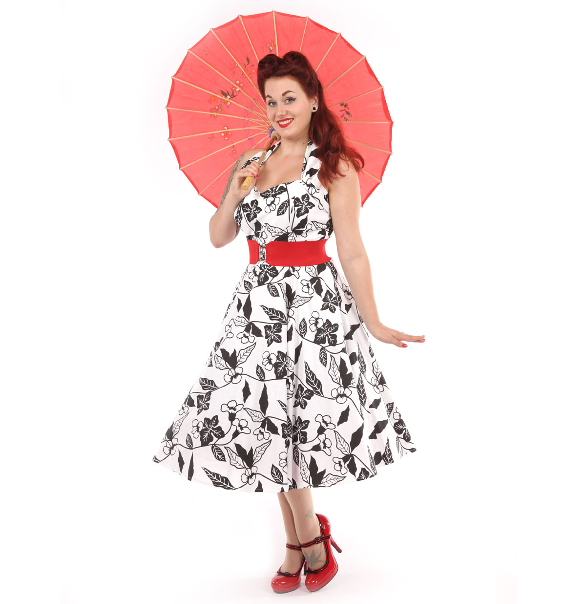 Ivy Floral Dress Black/White-34 (NL)/ 8 (UK) | 32% korting | Vivien of Holloway