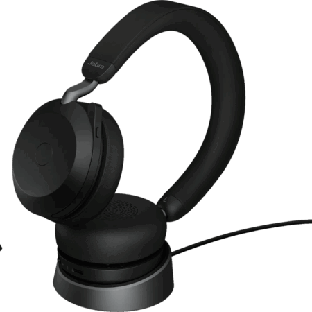 Jabra Evolve2 75 USB C Draadloze Office Headset met oplaadstandaard Zwart