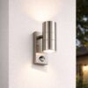 Jasmin wandlamp - RVS - Bewegingsmelder en schemerschakelaar - IP44 spatwaterdicht - - Up & Downlight voor buiten - Exclusief GU10 lichtbronnen | HOFTRONIC